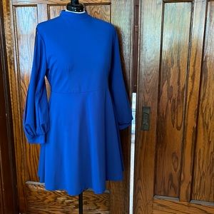 Fit and flare, mesh sleeve detail dress